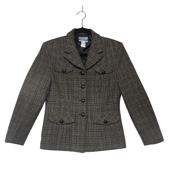 Vintage Pendleton Womens Brown Plaid Wool Blend Blazer Jacket Quiet Luxury Sz 4 - Picture 2 of 10